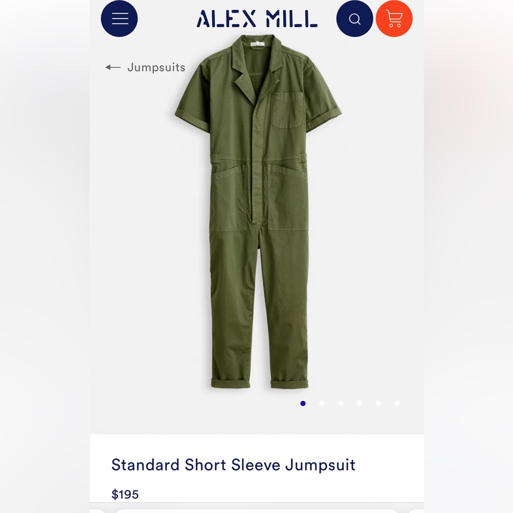 Alex Mill, Standard Jumpsuit in Short Sleeves, Green, Small, Button down